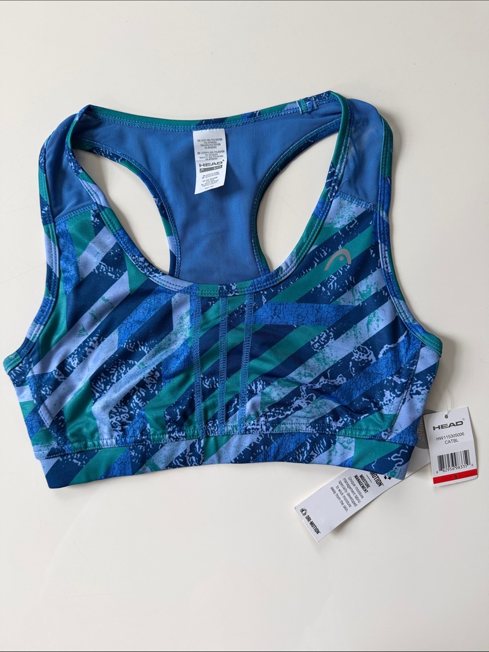 Head Women's Blue and Teal Striped Racerback Sports Bra